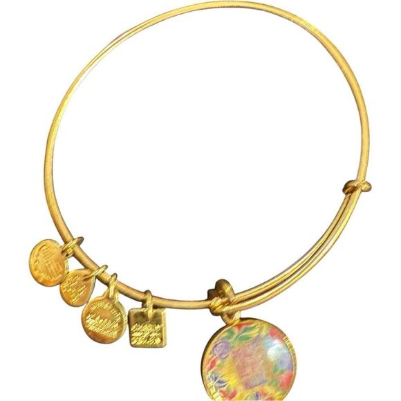 Alex & Ani Peace Love Music Charm Bangle Gold EUC - Picture 3 of 10
